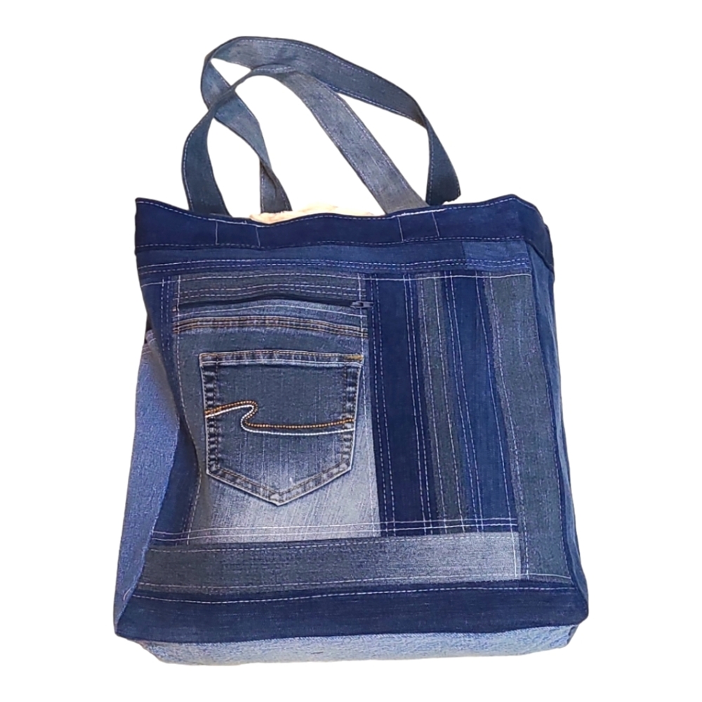 Handmade Upcycled Denim Tote Patchwork Bag Brandnew